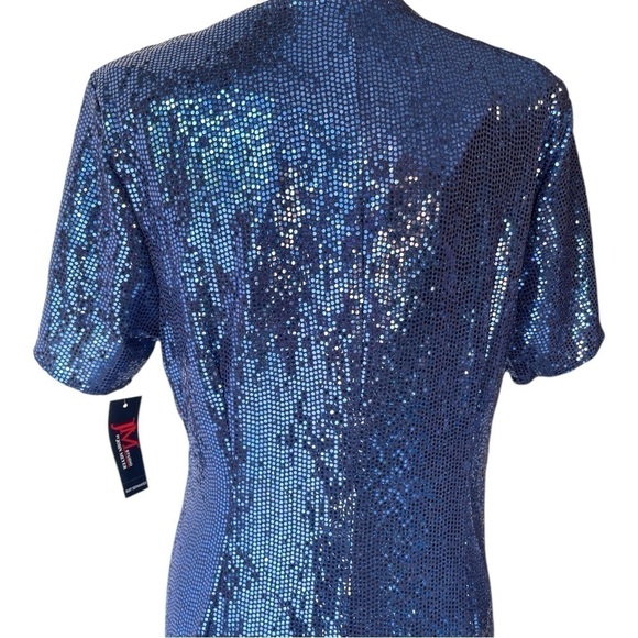 JM Studio Women Plus Size Navy Blue Sequin Formal Evening Prom Dress, Sz 16W - Picture 6 of 8